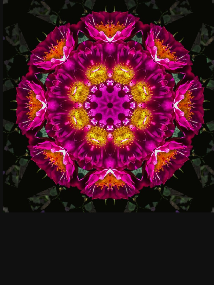 Fuscia and Gold Rose Flower Mandala by Sara Graham-Costain