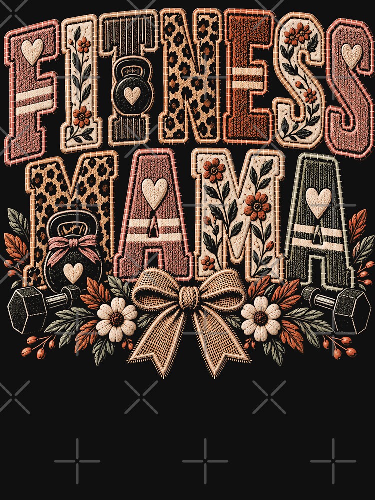 Fitness Mama Floral Leopard Mom Workout Gym Lover Retro T-Shirt by ArcaneArtistry