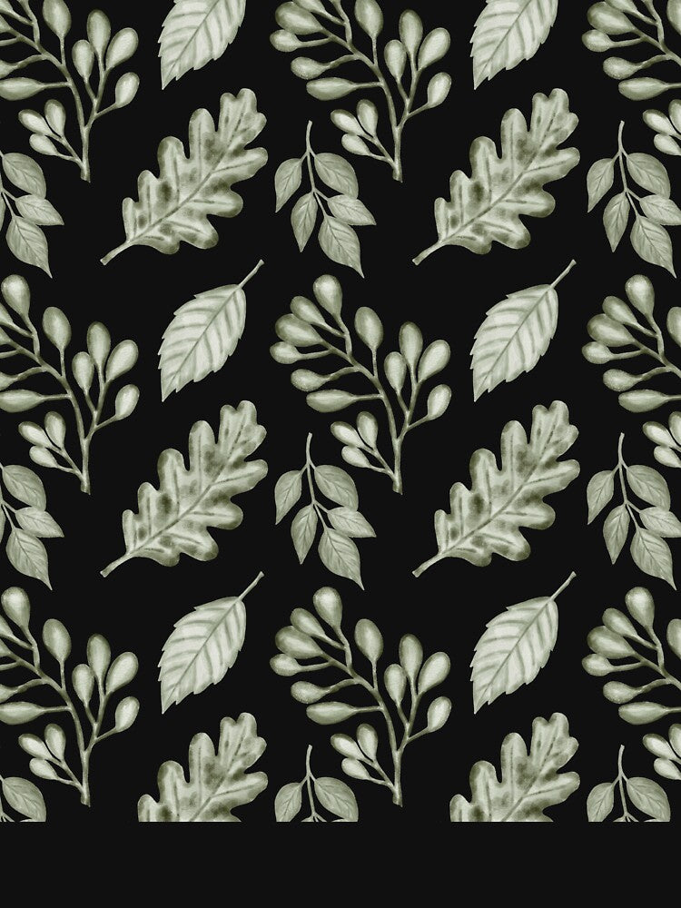 Dark Plum Sage Leaf Pattern | Moody Aesthetic Botanical Art by ​Jyoti Digital Artist
