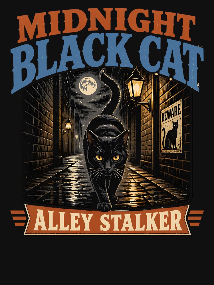 Midnight Black Cat Alley Stalker Retro Halloween by BernoNickel