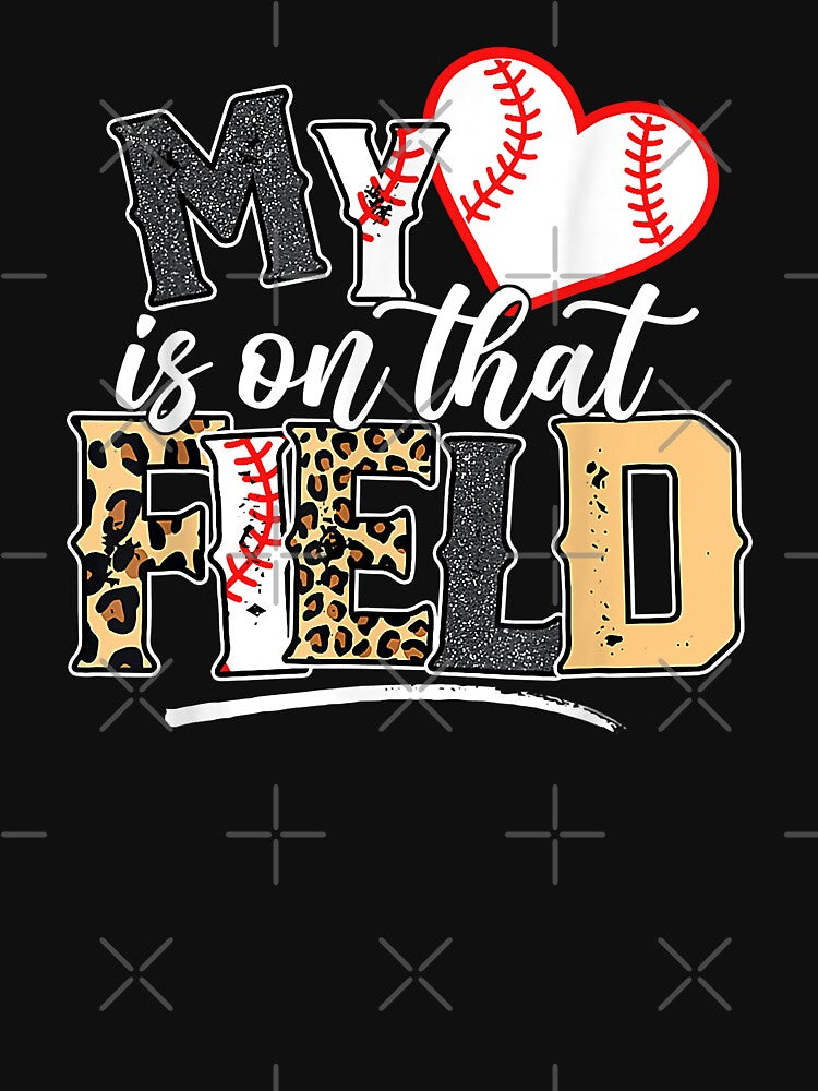 My Heart Is On That Field Baseball Leopard Baseball Softball Mom by MichelSorour