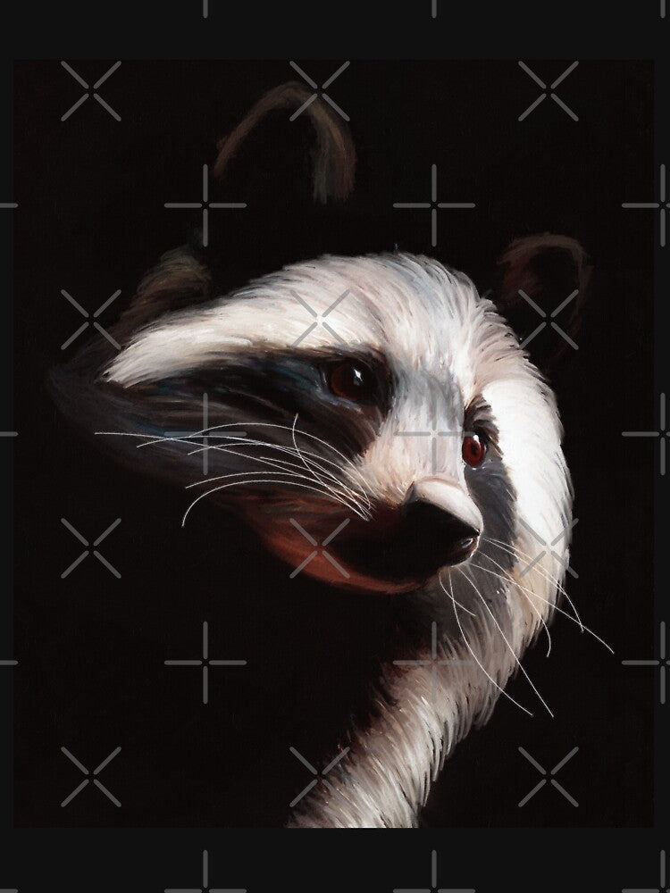 Cute Vintage American Raccoon Face, Cute Raccoon Face Oil Paint, Procyon Lotor Raccoon Fine Art, Adorable Fluffy Raccoon Face by Trendymotion