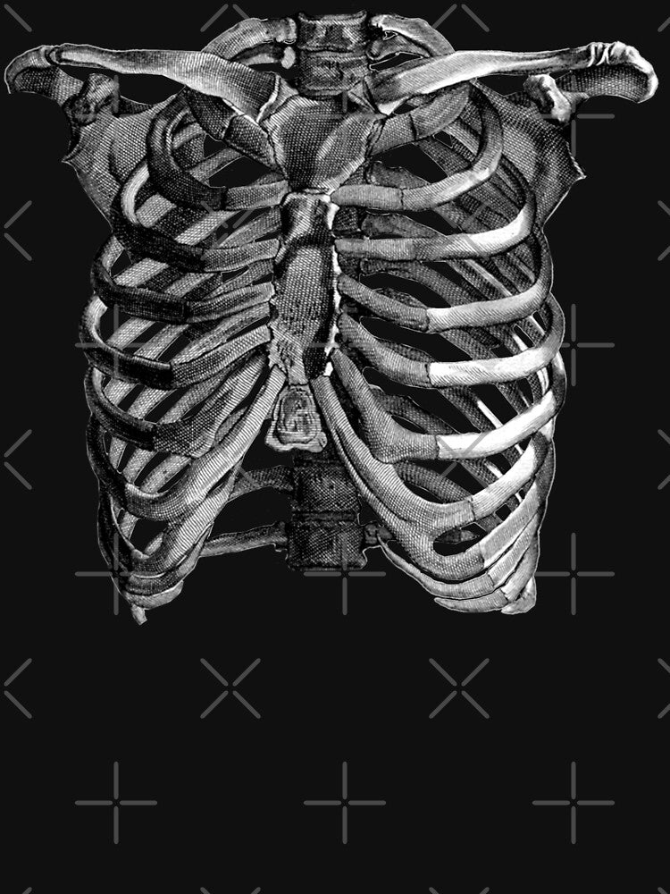 Vintage Skeleton Ribcage Torso Cool Monochrome Illustration Look by TrulyEpoque