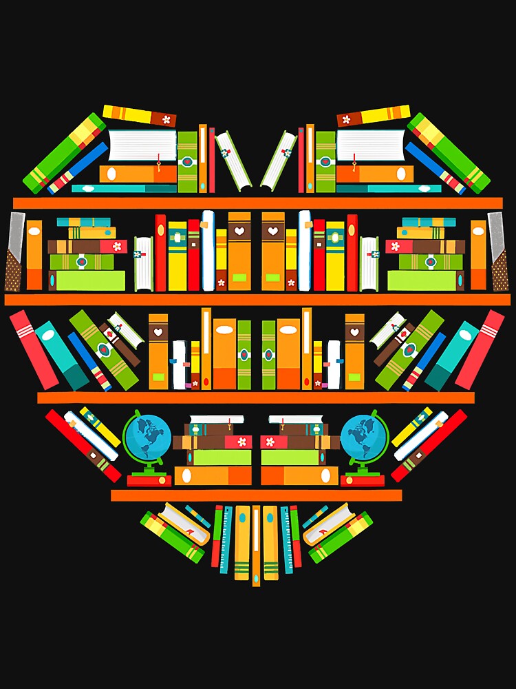Book Lover Heart Girls Reading Teacher by Voddaly15