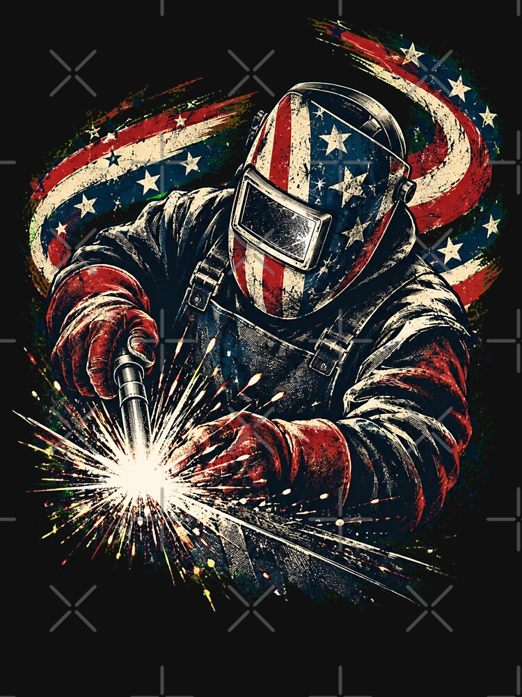 Welding Warrior Astronaut American Flag Space Welder by THREE LITTLE BEANS