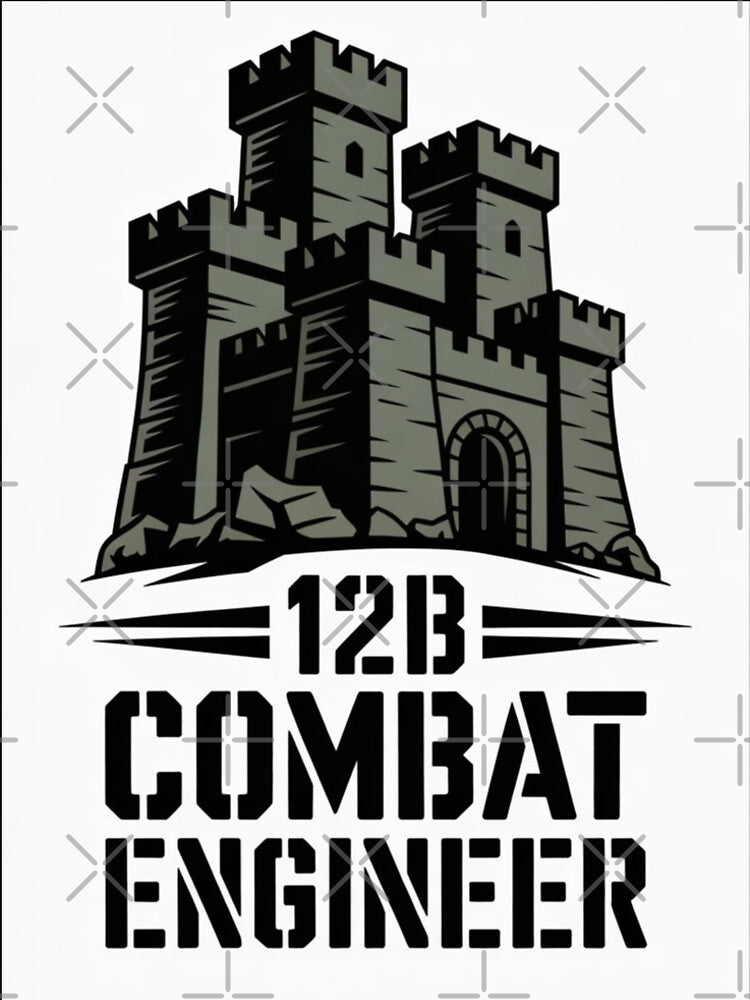 12B Combat Engineer — Classic Castle Tower Emblem U.S. Army MOS Military Engineering Graphic by GFamilyC