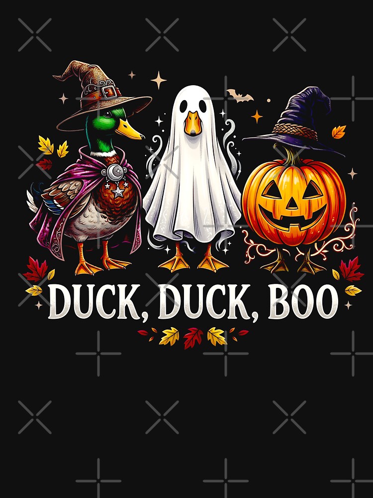 Duck Duck Boo Halloween Trio Funny Duck Pumpkin Ghost Shirt by ArcaneArtistry