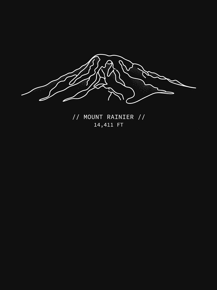 Mount Rainier Washington Minimalist Line Art Drawing by PeakLineStudio