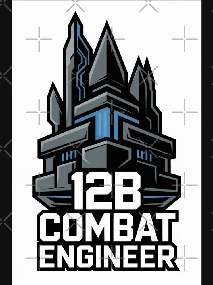 12B Combat Engineer — Futuristic Fortress Tower Emblem U.S. Army MOS Military Engineering Graphic by GFamilyC