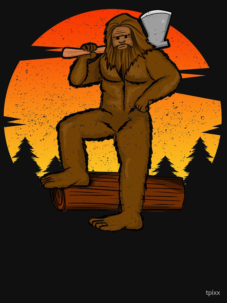 Bigfoot Chopping Wood At Forest by tpixx