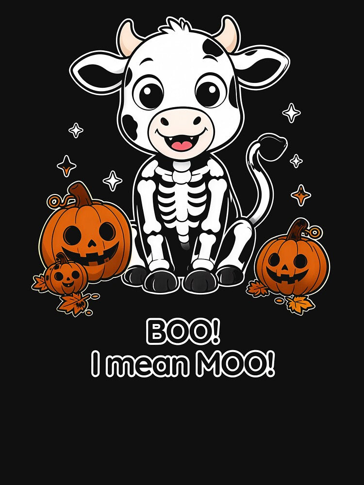 Skeleton Cow - Halloween Cow with Pumpkins by MaddyDesignsCo