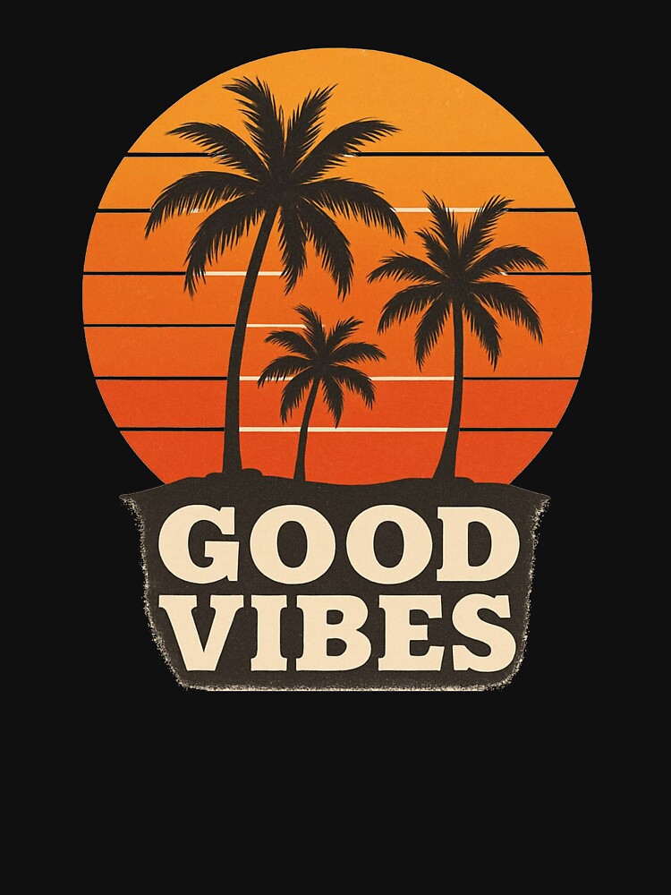 Good Vibes – Retro Sunset Palm Tree Vintage Beach Design by NarpLTD