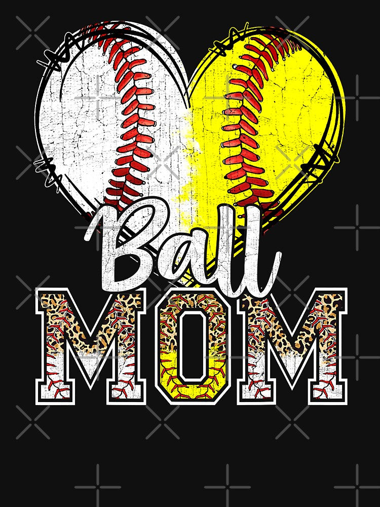 Ball Mom Heart Baseball Softball Mama Women Mothers Day by MichelSorour
