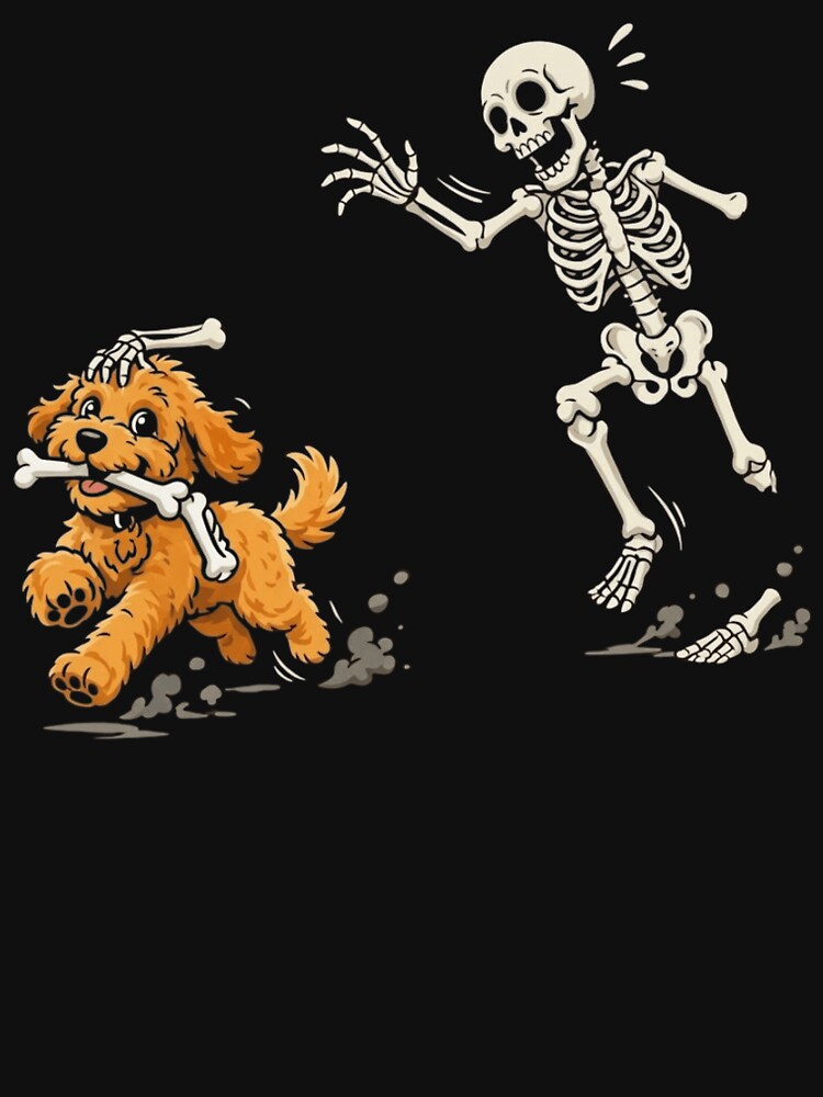 Funny Dog Stealing Skeleton Bone Poodle Goldendoodle Halloween by haitrieuic96