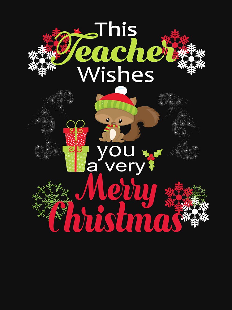 Teacher Christmas Holiday Gift This Teacher Wishes You A Very Merry Christmas Racoon by Sapphire Star