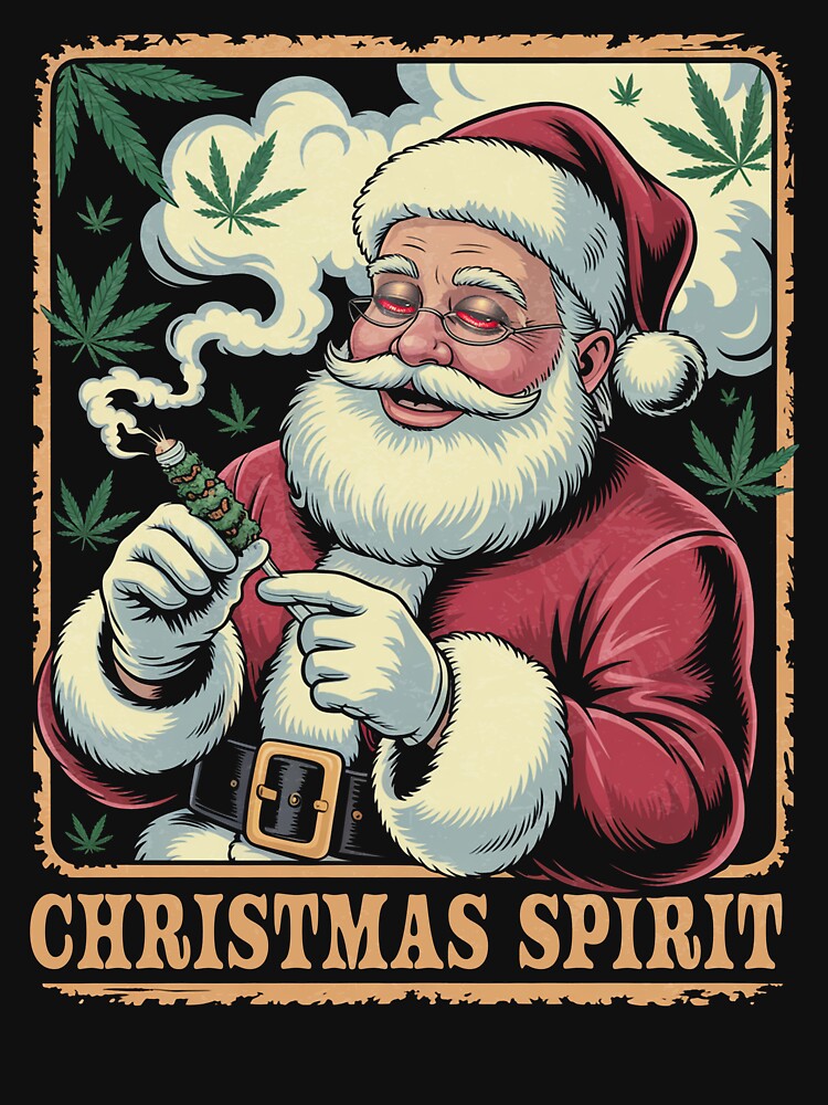 Christmas Spirit Funny Vintage Santa Claus Smoking by Ortigzitoun