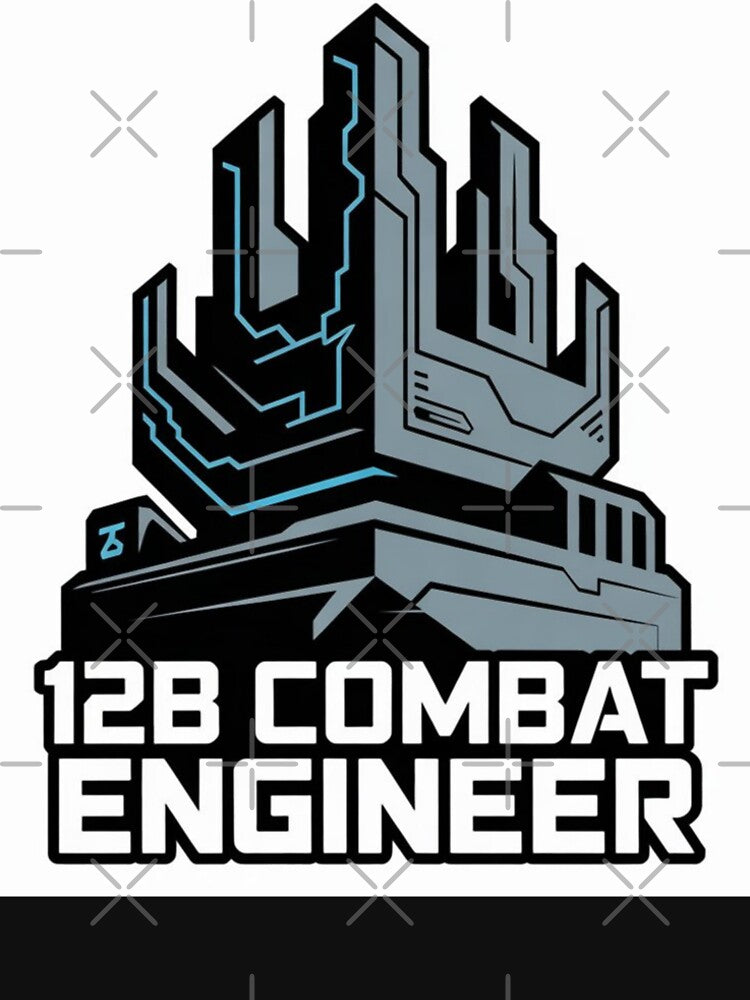 12B Combat Engineer — Futuristic Fortress Emblem U.S. Army MOS Military Engineering Graphic by GFamilyC
