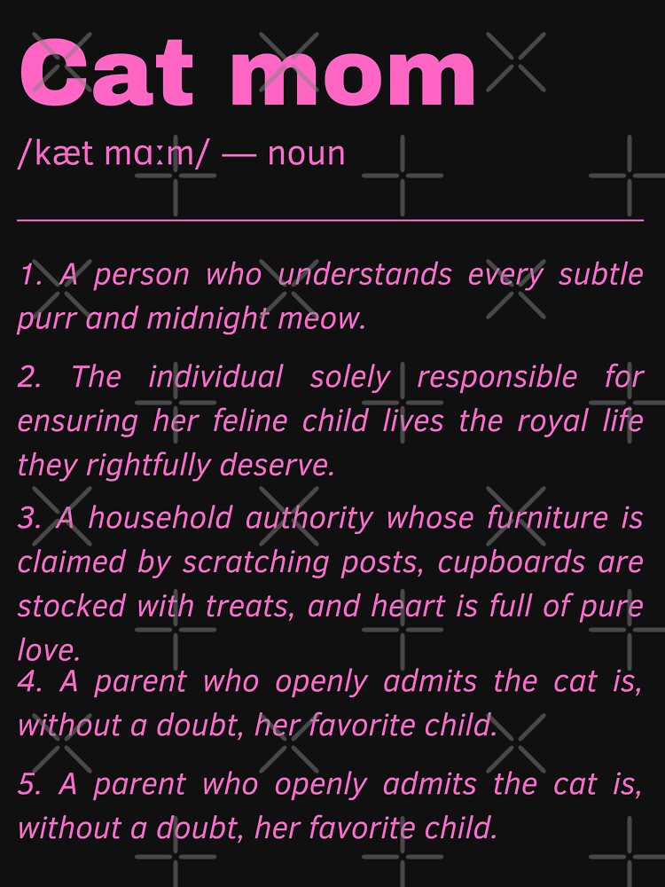 Cat mom Dictionary Definition Quote \\ black and pink by Laysa Kaline