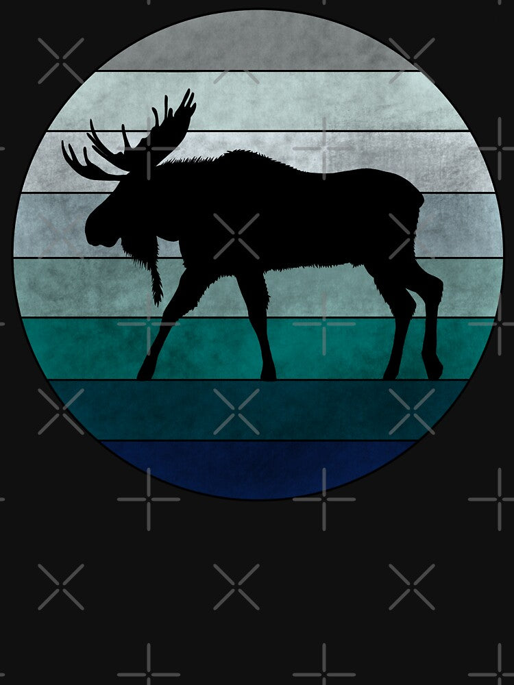 Teal Retro Moose Sunset by GyngerGarza