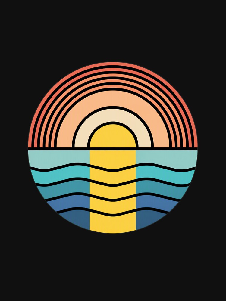 Retro Sunset Waves Circle Graphic by andrasmar