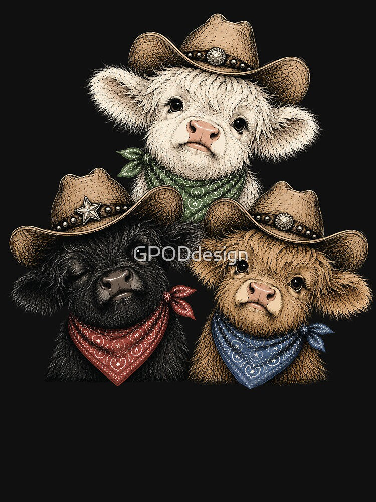 Cute Highland Cow, Western Howdy Cowboy Cowgirl by GPODdesign