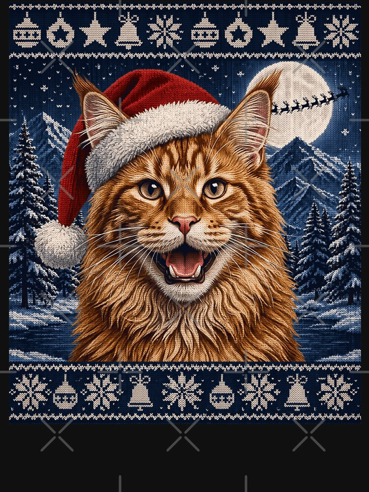 Maine Coon Cat Santa Ugly Christmas by Phil Ben