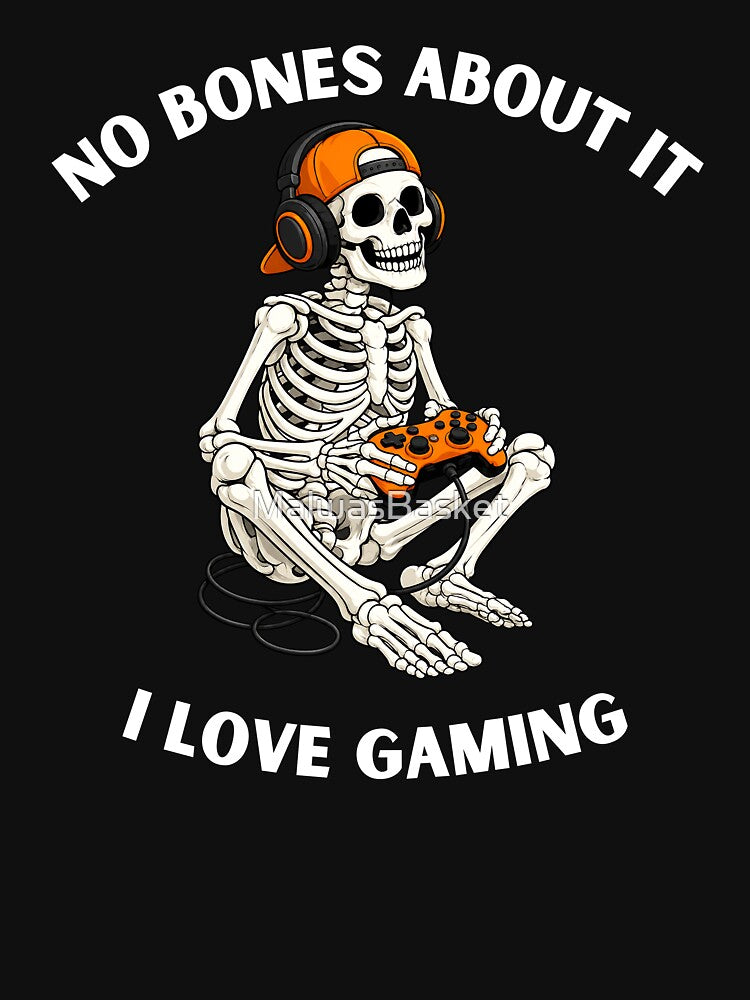 Skeleton Playing Games, Funny Halloween Skeleton Shirt by MalwasBasket