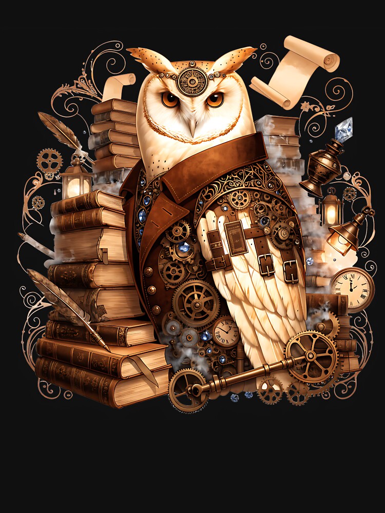 Steampunk Librarian Owl by Neural-canvas