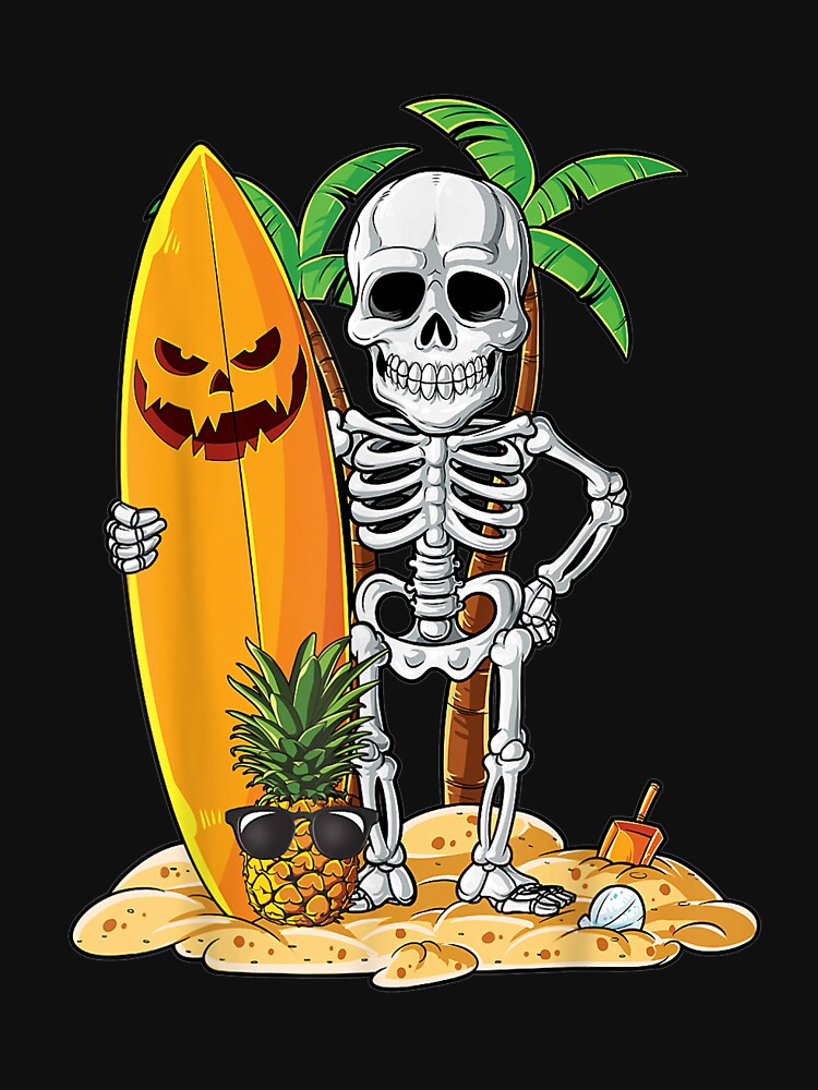 Skeleton Surfing Halloween Gifts Hawaii by harolhaw