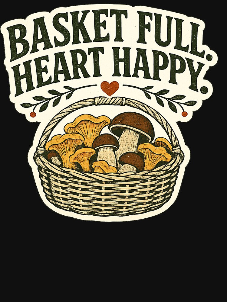 Vintage Mushroom Foraging Basket Illustration by OddHobbyClub