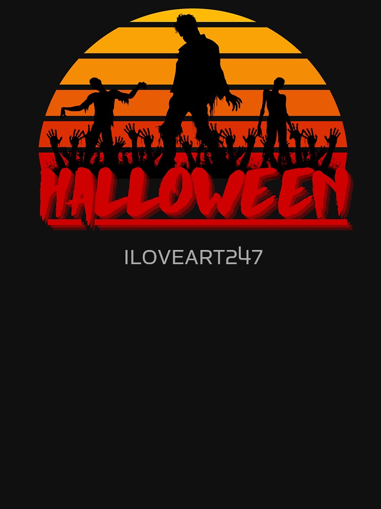 Halloween Zombies Retro Sunset Design by ILOVEART247