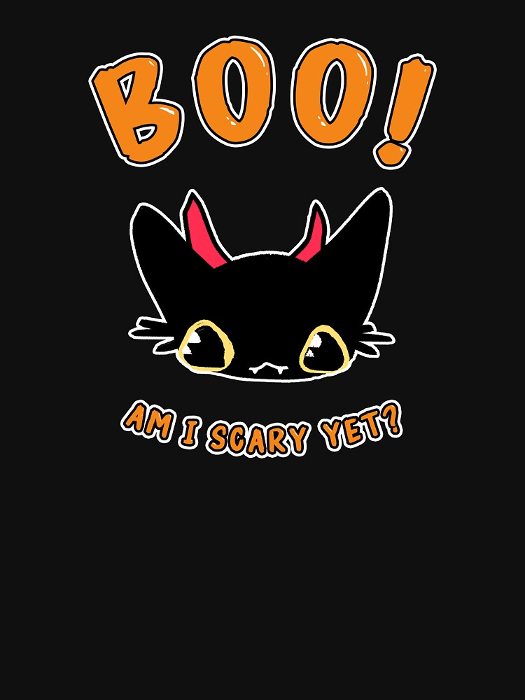 Boo! Am I Scary Yet? Cute Black Cat by BobbyMillsArt