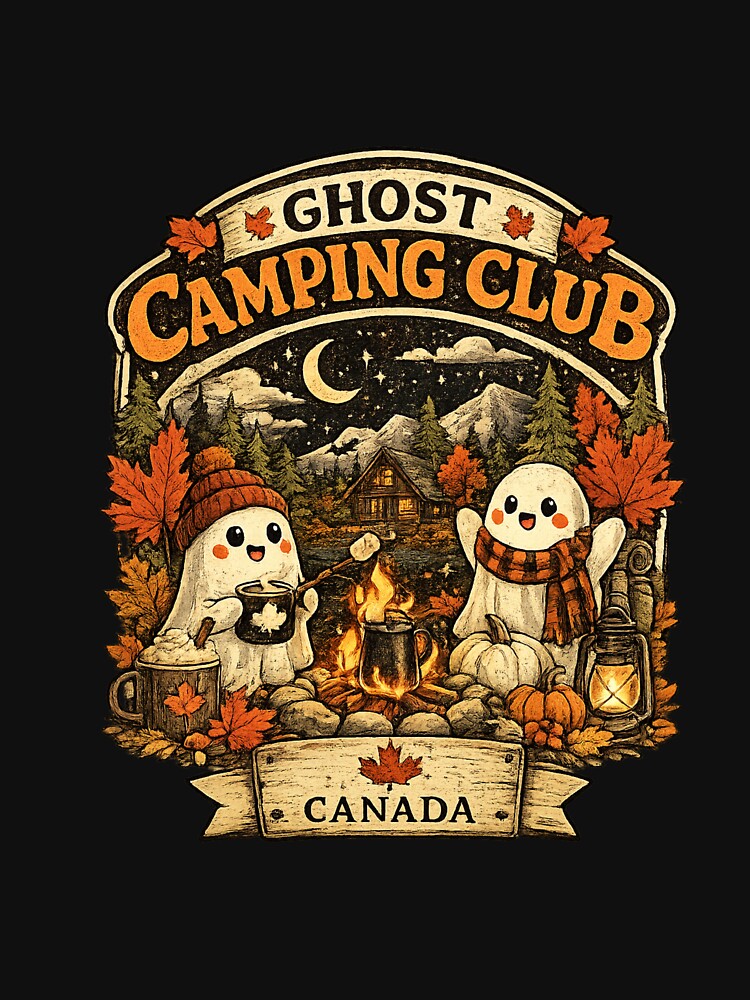 Ghost Camping Club Canada Halloween Cute Ghost Autumn Campfire Vintage by mocci10