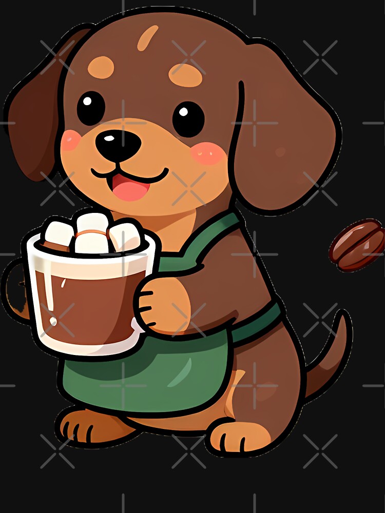 Cute Dachshund Puppy Barista with Hazelnut Hot Chocolate Icon by pumsquare