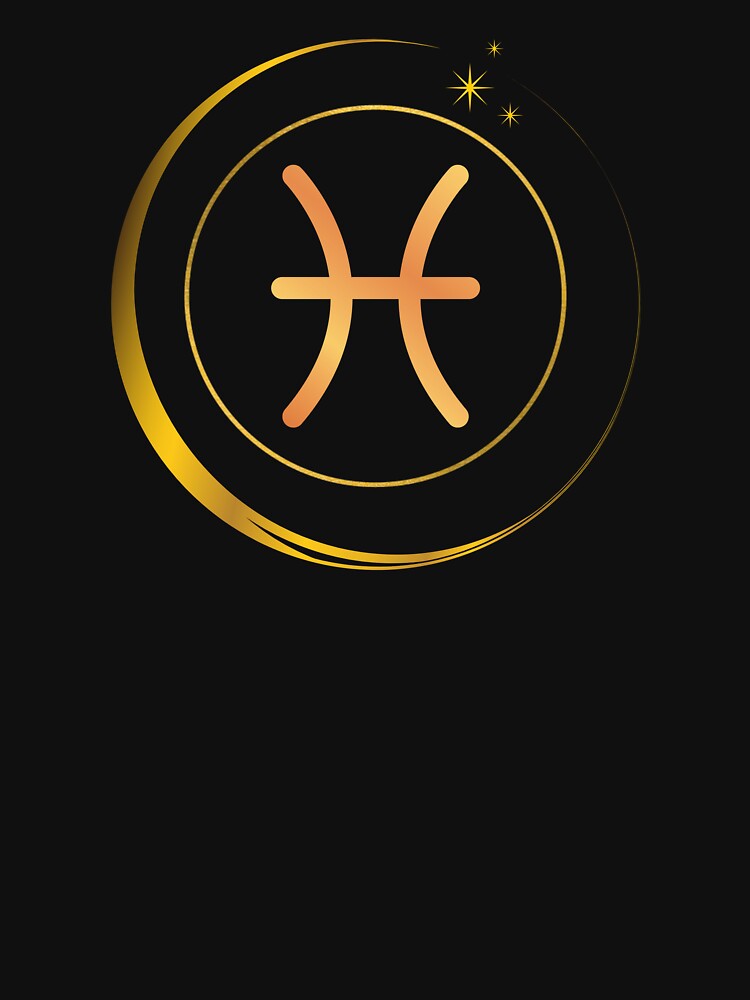 Minimalist Pisces Zodiac Sign with Golden Moon by MadeByMira