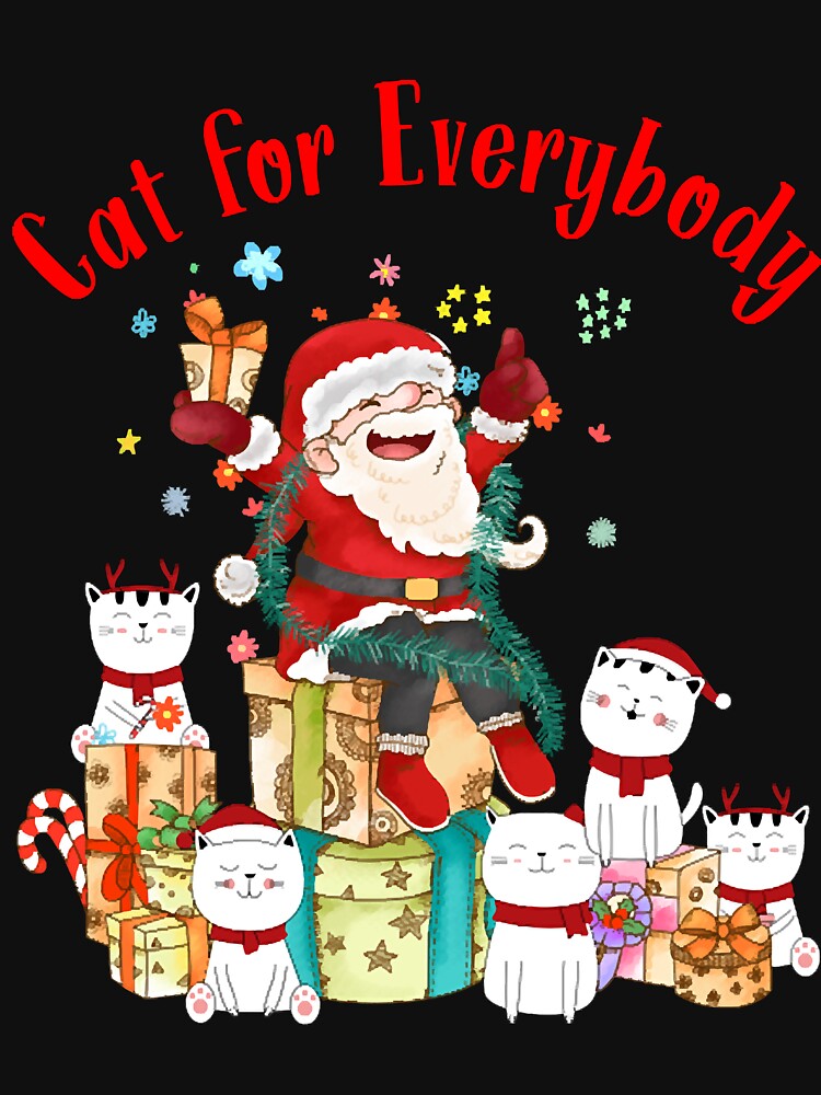 Christmas cat for everybody t-shirt Christmas Santa cat with Santa hat t-shirt Christmas cat by JudyJenni82877