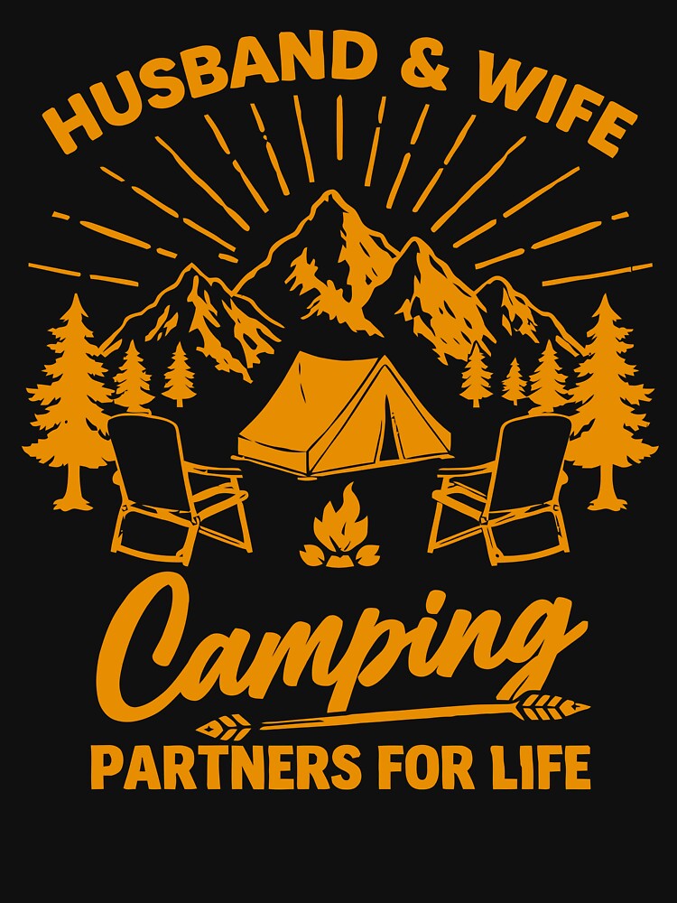 Husband And Wife Camping Partners American Flag Camper Art by BendyBeasts