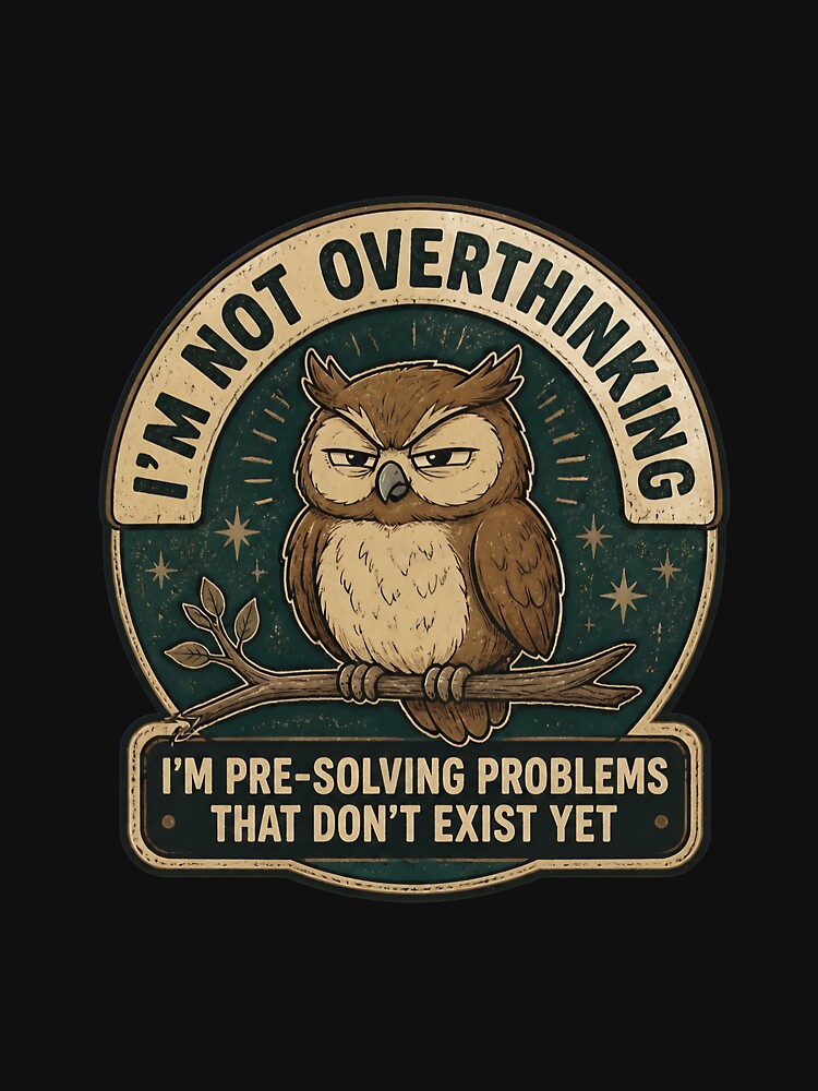 I'm Not Overthinking -Owl funny - Funny Anxiety Quote by leocreatives