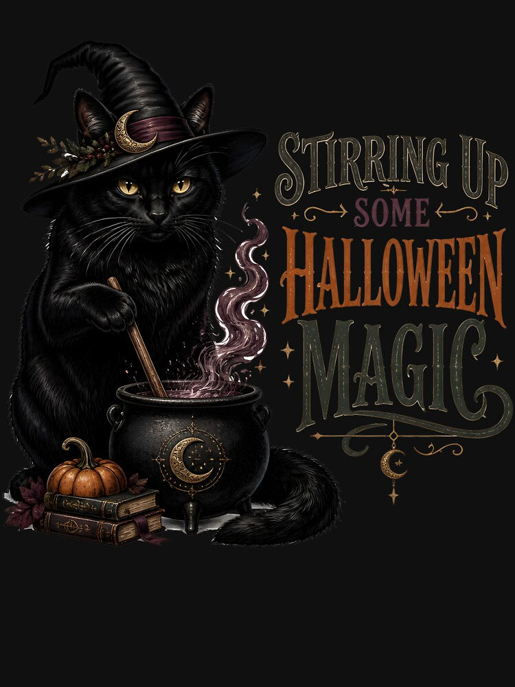 Cauldron Black Cat Gothic Storybook Poster Halloween by KristenosNehk