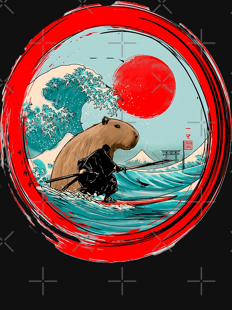 Capybara Surfing Great wave off Japanese shirt by KreativKulture