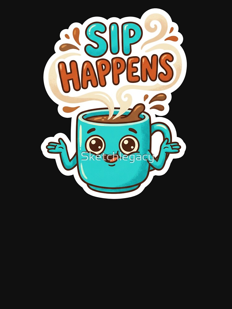Sip Happens Funny Cute Coffee Mug by Sketchlegacy