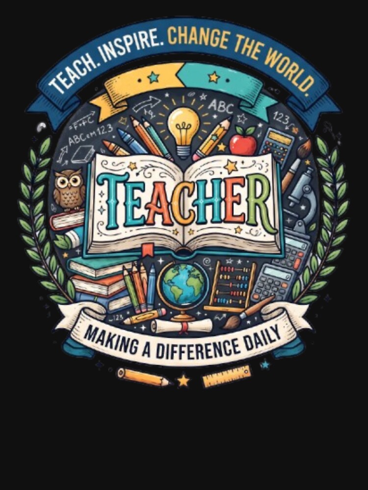 Teach Inspire Change The World Teacher Shirt by PixelStyle Studio