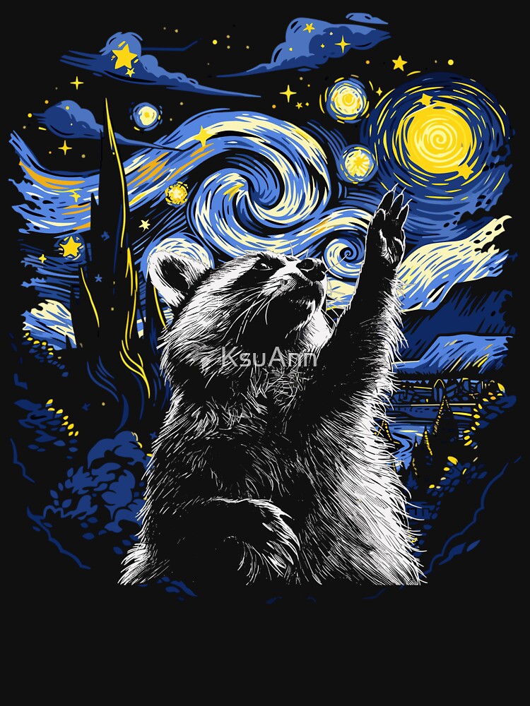 Starry Night Inspired Raccoon Gift Men Women Funny Raccoon by KsuAnn
