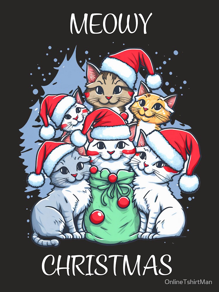 CAT GRAPHIC MEOWY CHRISTMAS DESIGN by OnlineTshirtMan