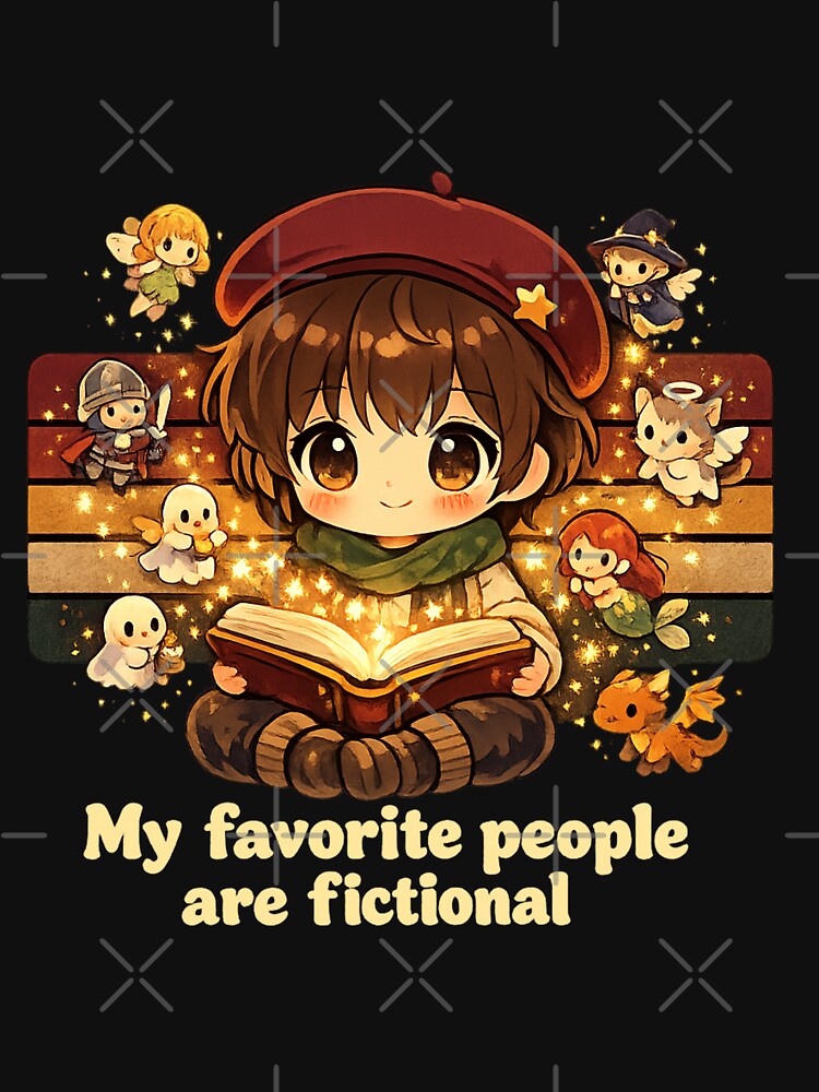 My Favorite People Are Fictional - Book Lover Girl Kawaii T-Shirt by Art JSMY