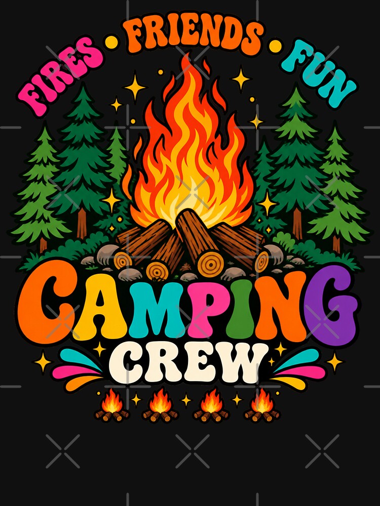 Camping Crew – Fires Friends Fun Retro Outdoor Adventure by will freed18