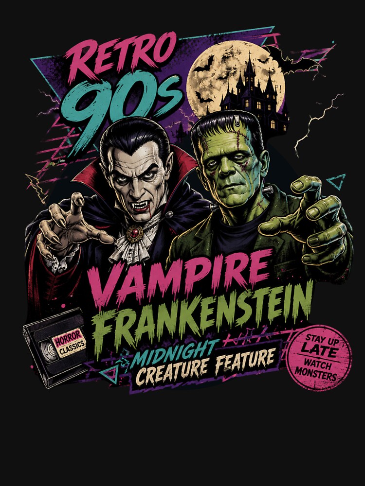Retro 90s Vampire Midnight Creature Feature Design – Vintage Horror T-Shirt by Artimax-Studio