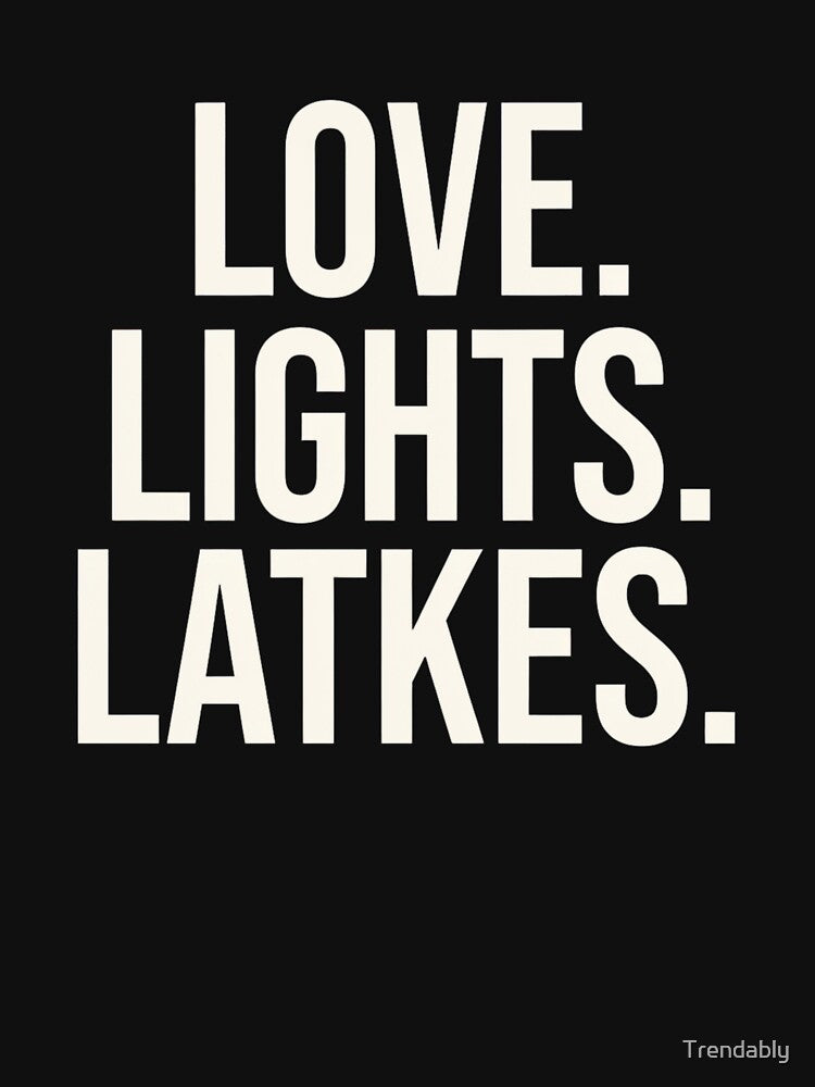 Women's Love Lights Latkes Hanukkah Jewish Menorah Holiday Design by Trendably