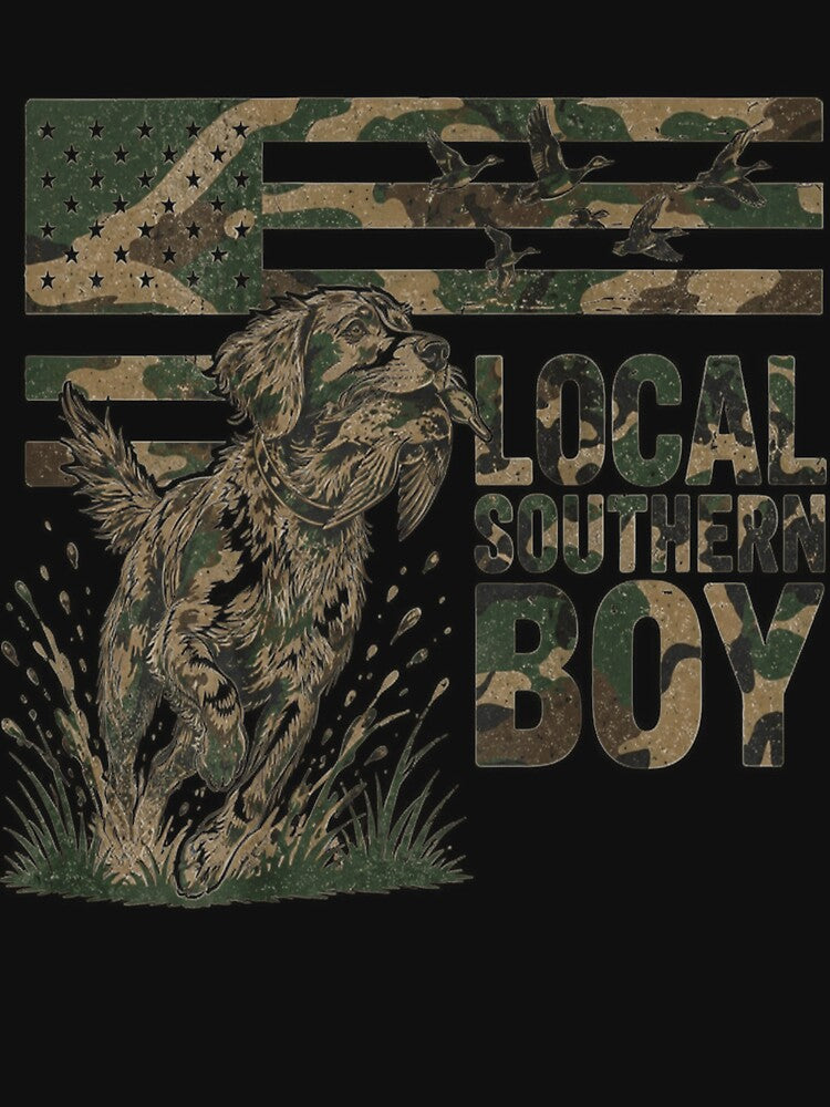 (On Back) Funny Boy Local Camo Duck Hunting Camouflage USA Flag by kotastiart
