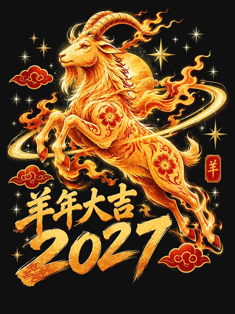 Year Of The Goat 2027 Chinese New Year Golden by Ortigzitoun